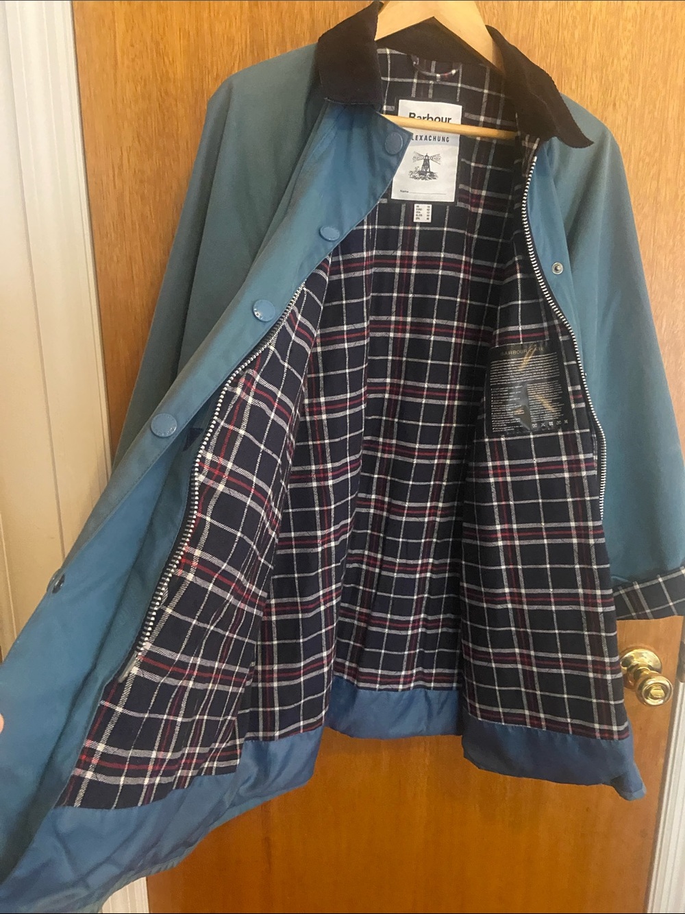 Alexa Chung Barbour Waxed Cotton Jacket with Black Corduroy Collar - Picture 11 of 16
